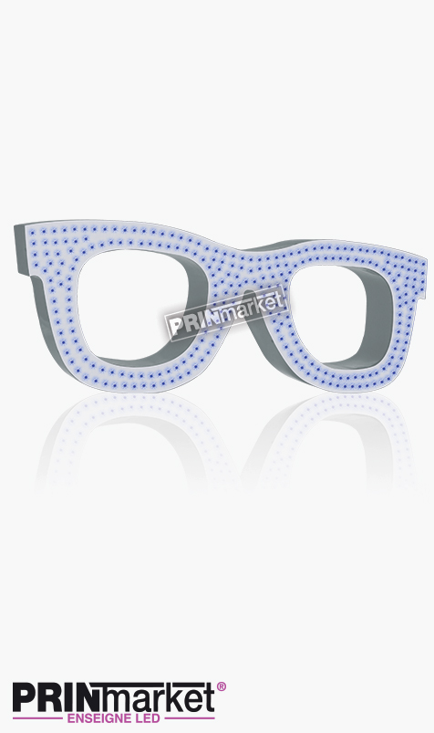 Lunettes LED Rayban Wayfarer, Acier Blanc, Leds Bleues