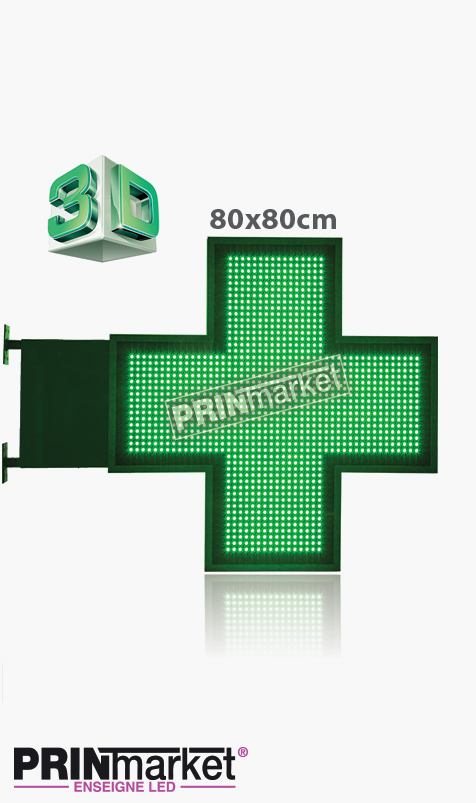 Croix de Pharmacie 3D 80 cm