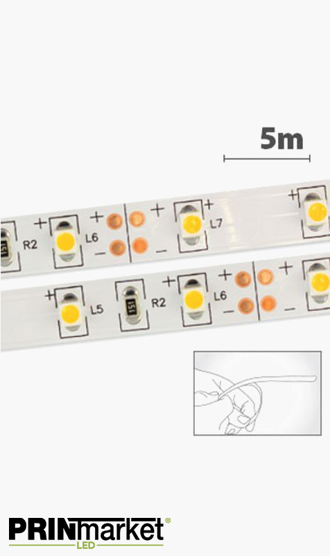 Ruban LED - 5 mètres - Non-étanche - 25 watts (5 w/m) - 60 LED 3528/m