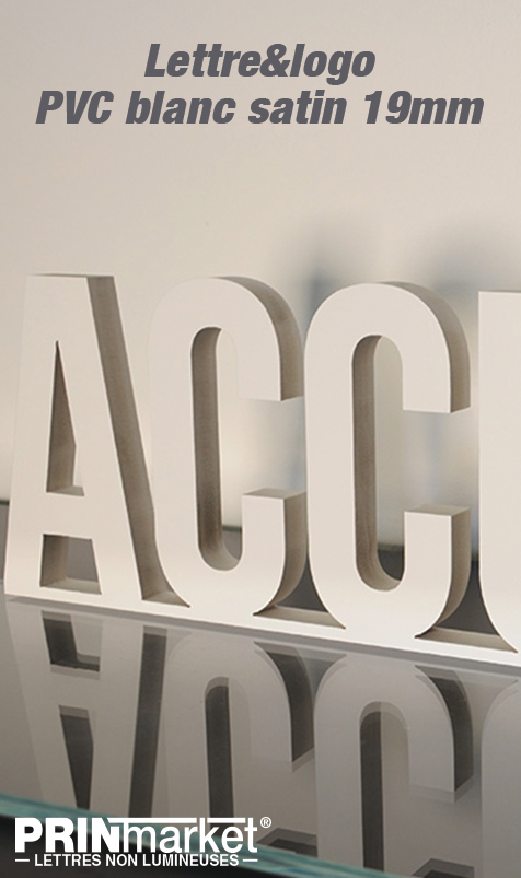 Lettre&logo PVC blanc satin 19mm