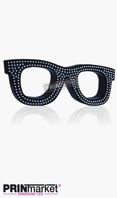 Lunettes LED Rayban Wayfarer, Acier Noir, Leds Blanches