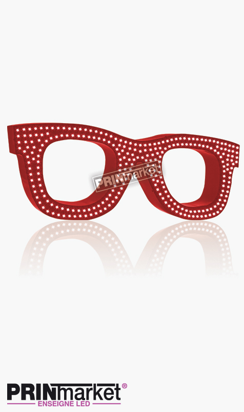 Lunettes LED Rayban Wayfarer, Acier Rouge, Leds Blanches