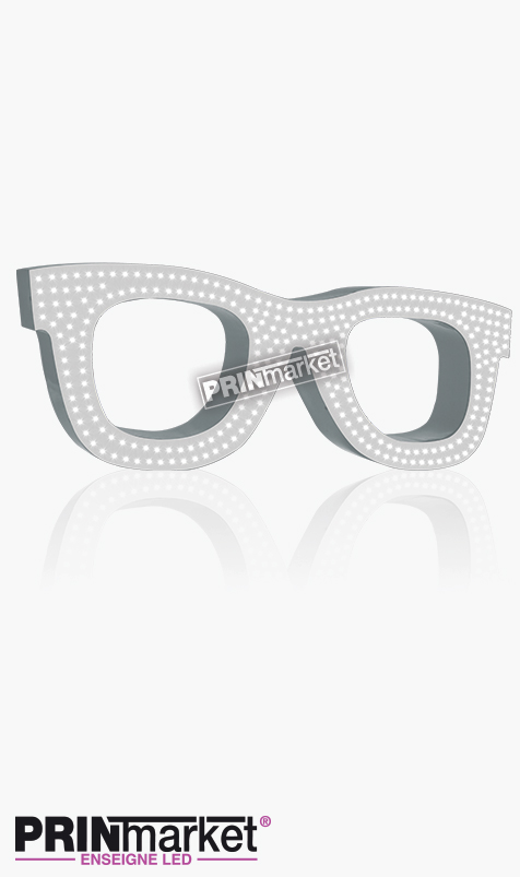 Lunettes LED Rayban Wayfarer, Acier Blanc, Leds Blanches