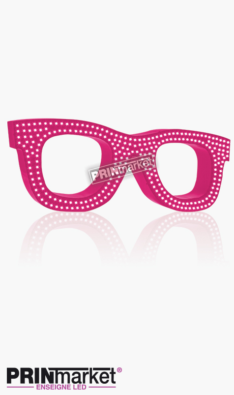 Lunettes LED Rayban Wayfarer, Acier Rose, Leds Blanches