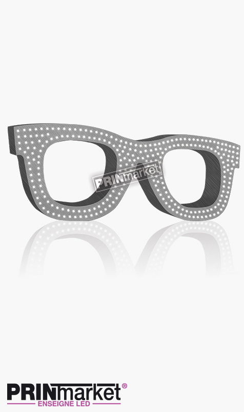 Lunettes LED Rayban Wayfarer, Acier brossé, Leds Blanches