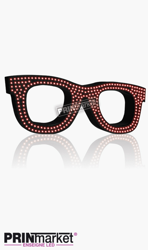 Lunettes LED Rayban Wayfarer, Acier Noir, Leds Rouges