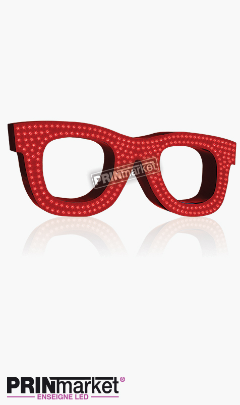 Lunettes LED Rayban Wayfarer, Acier Rouge, Leds Rouges