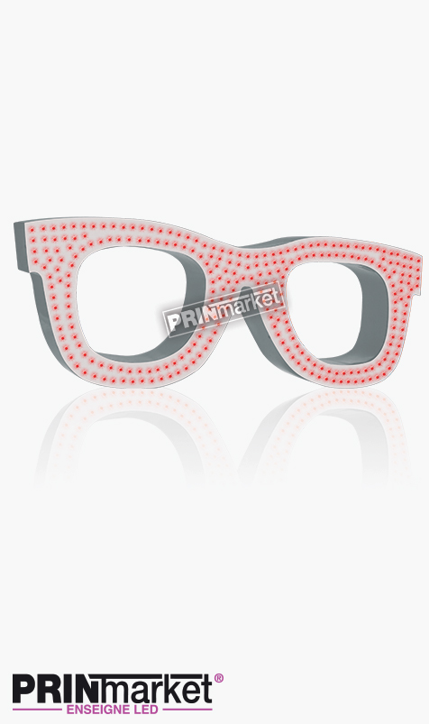 Lunettes LED Rayban Wayfarer, Acier Blanc, Leds Rouges