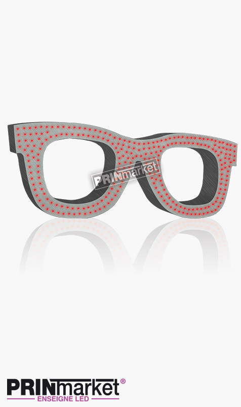 Lunettes LED Rayban Wayfarer, Acier brossé, Leds Rouges