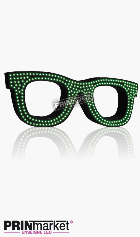 Lunettes LED Rayban Wayfarer, Acier Noir, Leds Vertes