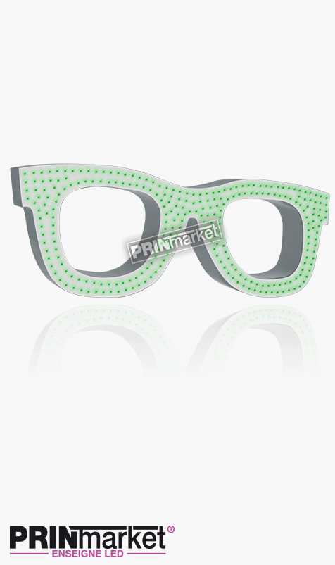 Lunettes LED Rayban Wayfarer, Acier Blanc, Leds Vertes