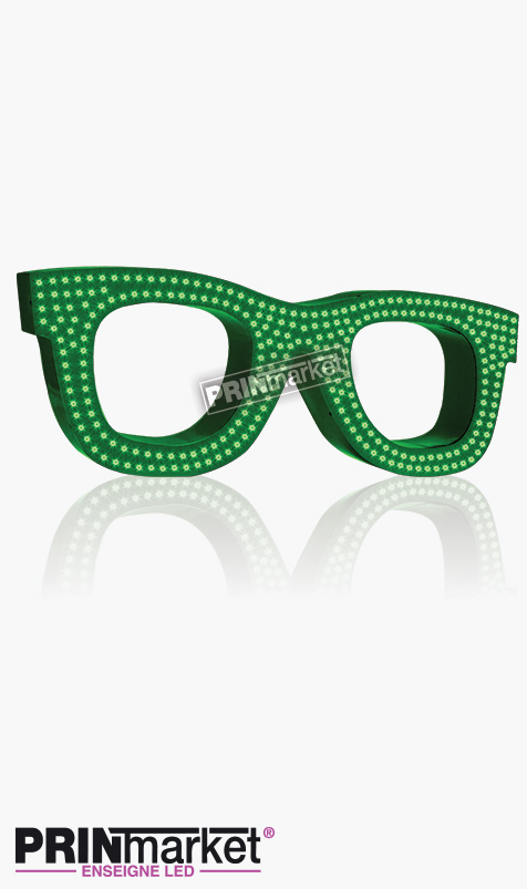 Lunettes LED Rayban Wayfarer, Acier Vert,Leds Vertes