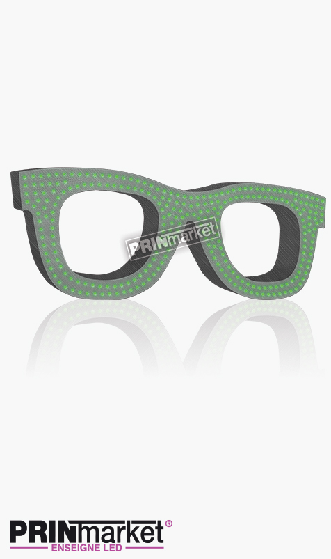 Lunettes LED Rayban Wayfarer, Acier brossé, Leds Vertes