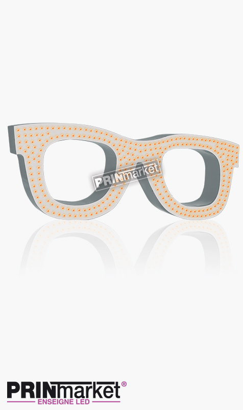 Lunettes LED Rayban Wayfarer, Acier Blanc, Leds Ambres