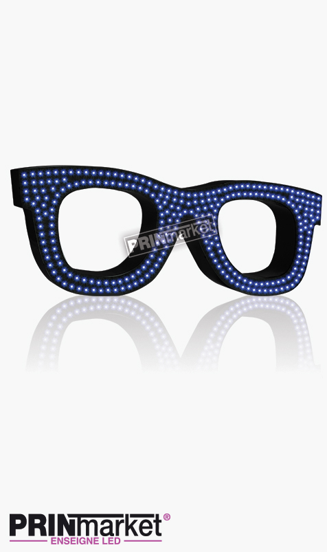 Lunettes LED Rayban Wayfarer, Acier Noir, Leds Bleues