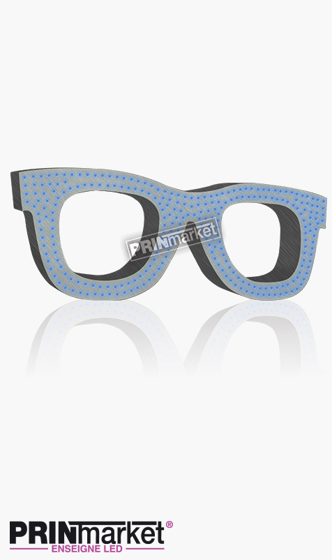 Lunettes LED Rayban Wayfarer, Acier brossé, Leds Bleues