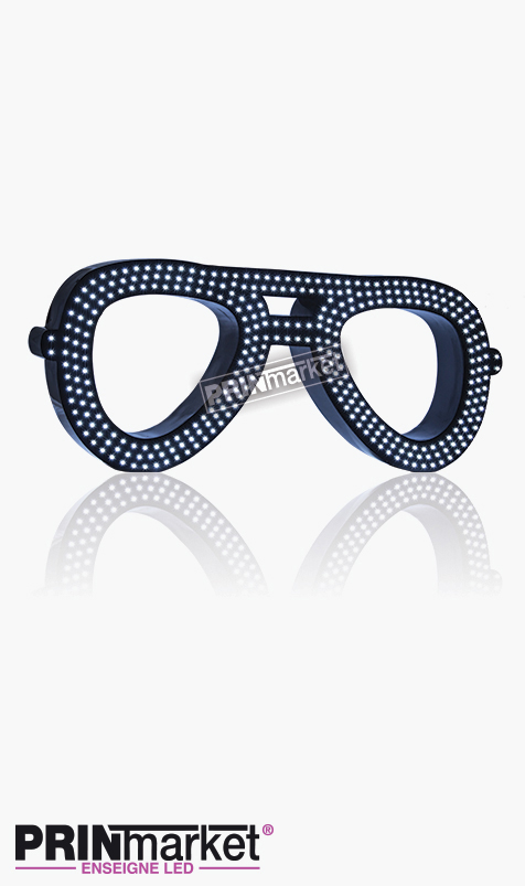 Lunettes LED Rayban Aviator, Acier Noir, Leds Blanches