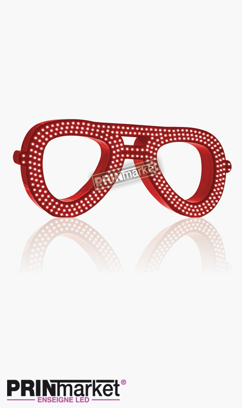 Lunettes LED Rayban Aviator, Acier Rouge, Leds Blanches