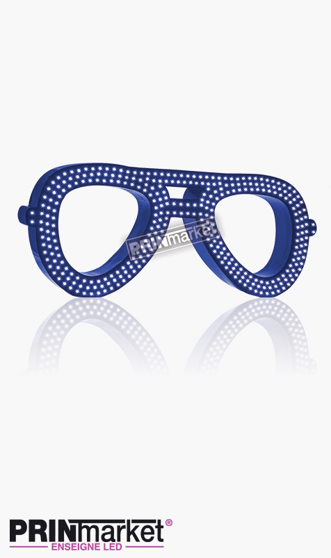 Lunettes LED Rayban Aviator, Acier Bleu, Leds Blanches