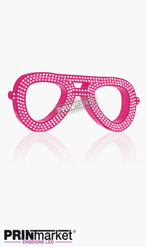 Lunettes LED Rayban Aviator, Acier Rose, Leds Blanches