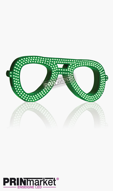 Lunettes LED Rayban Aviator, Acier Vert,Leds Blanches