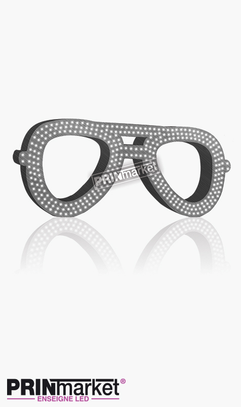 Lunettes LED Rayban Aviator, Acier brossé, Leds Blanches