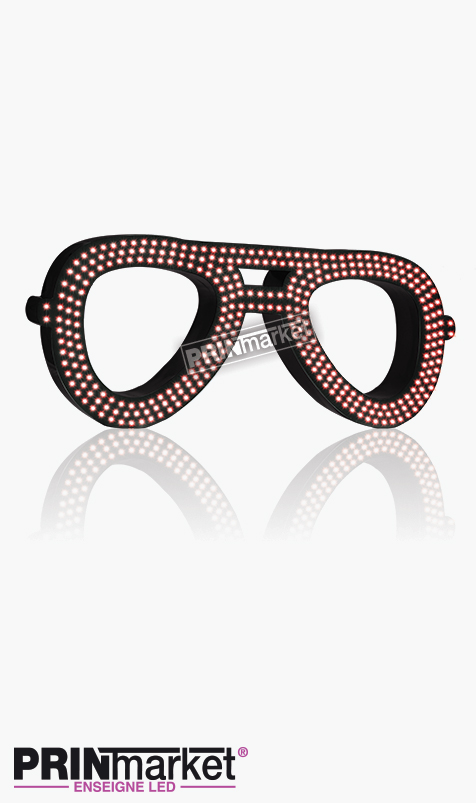 Lunettes LED Rayban Aviator, Acier Noir, Leds Rouges
