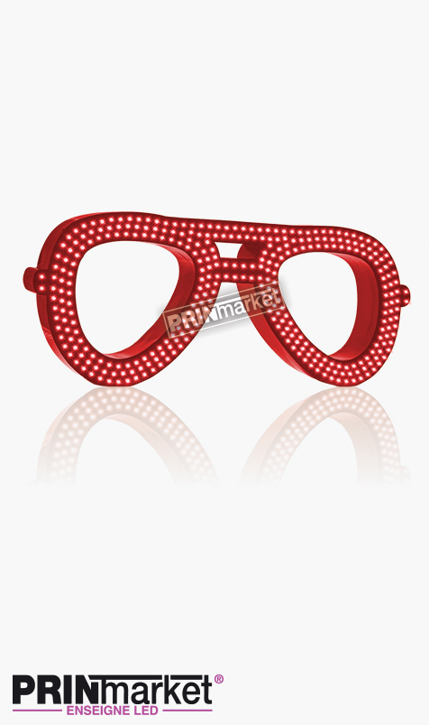 Lunettes LED Rayban Aviator, Acier Rouge, Leds Rouges