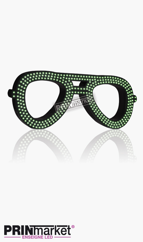 Lunettes LED Rayban Aviator, Acier Noir, Leds Vertes