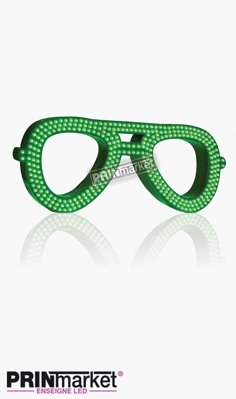 Lunettes LED Rayban Aviator, Acier Vert,Leds Vertes