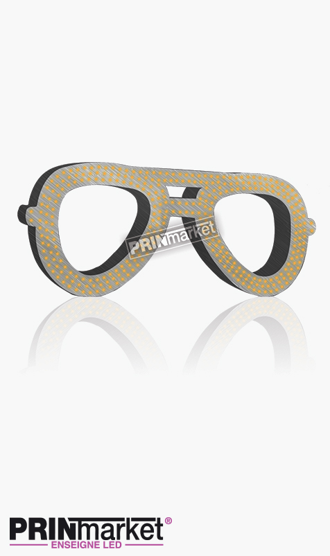 Lunettes LED Rayban Aviator, Acier brossé, Leds Ambres