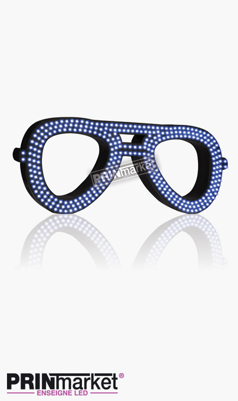Lunettes LED Rayban Aviator, Acier Noir, Leds Bleues