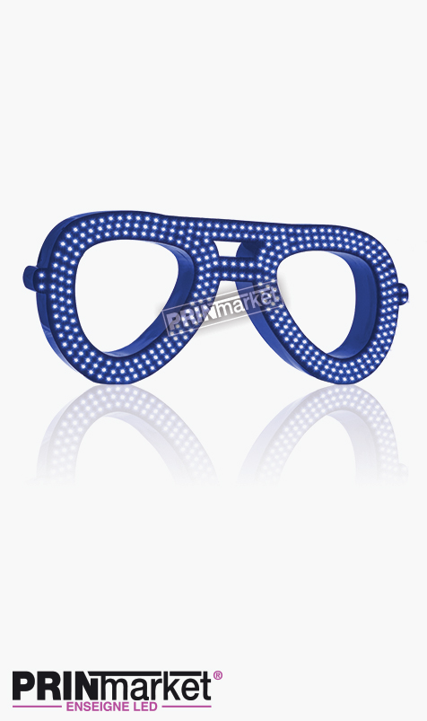 Lunettes LED Rayban Aviator, Acier Bleu, Leds Bleues