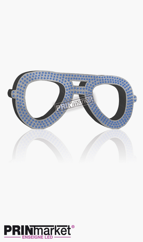 Lunettes LED Rayban Aviator, Acier brossé, Leds Bleues
