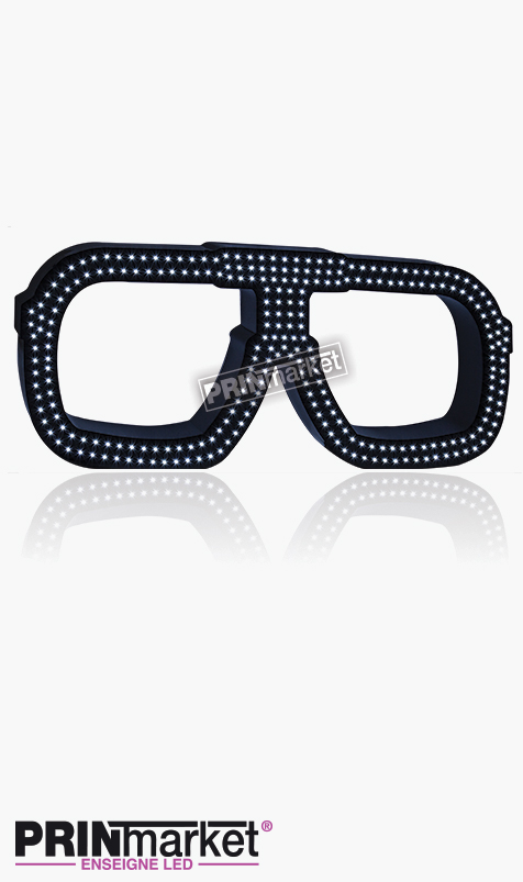 Lunettes LED Carrera carré, Acier Noir, Leds Blanches