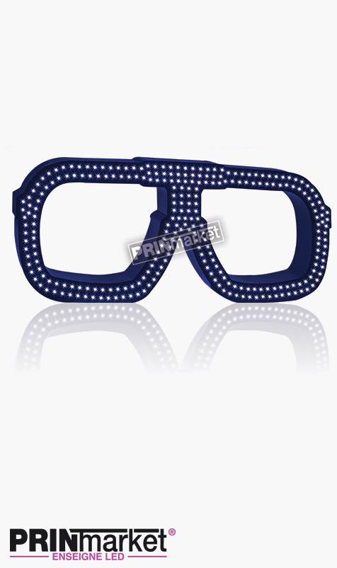 Lunettes LED Carrera carré, Acier Bleu, Leds Blanches