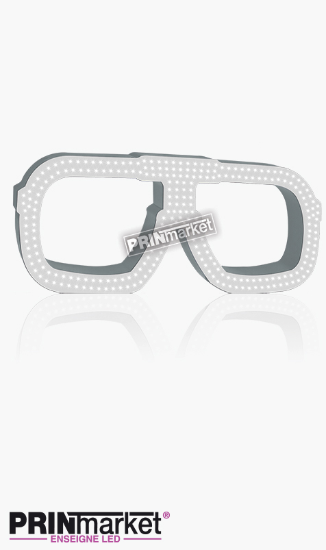 Lunettes LED Carrera carré, Acier Blanc, Leds Blanches