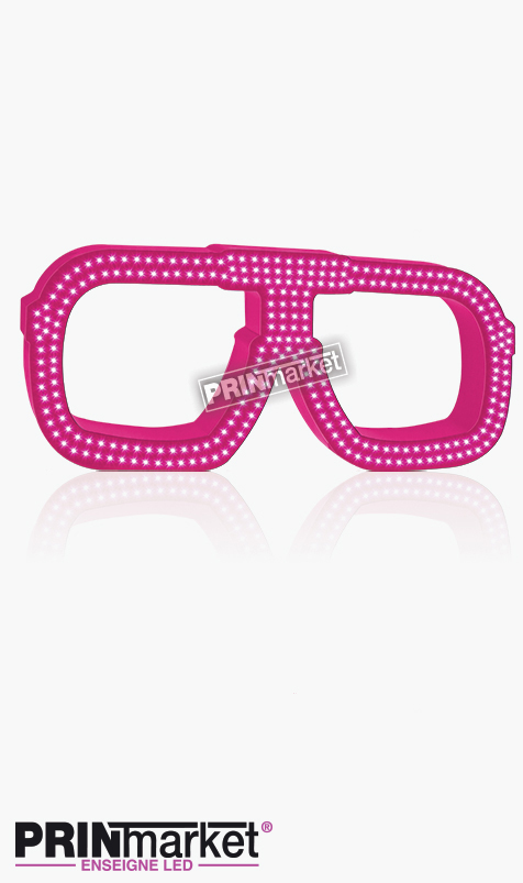 Lunettes LED Carrera carré, Acier Rose, Leds Blanches