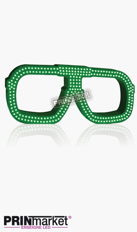 Lunettes LED Carrera carré, Acier Vert,Leds Blanches