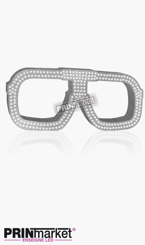 Lunettes LED Carrera carré, Acier brossé, Leds Blanches