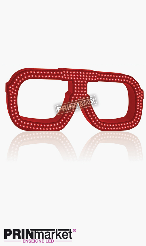 Lunettes LED Carrera carré, Acier Rouge, Leds Rouges