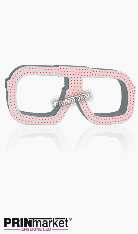 Lunettes LED Carrera carré, Acier Blanc, Leds Rouges