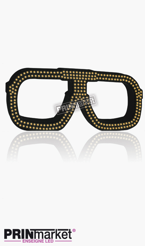 Lunettes LED Carrera carré, Acier Noir, Leds Ambres