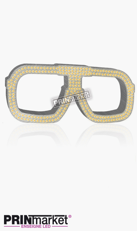 Lunettes LED Carrera carré, Acier brossé, Leds Ambres