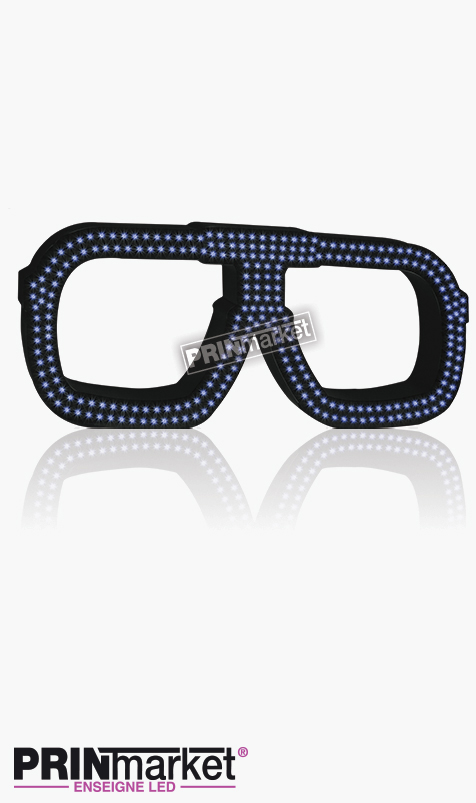 Lunettes LED Carrera carré, Acier Noir, Leds Bleues