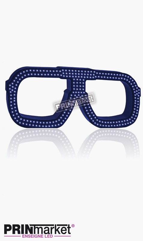 Lunettes LED Carrera carré, Acier Bleu, Leds bleues