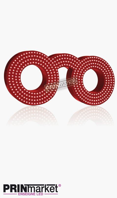 Lunettes LED Classic Ronde, Acier Rouge, Leds Blanches