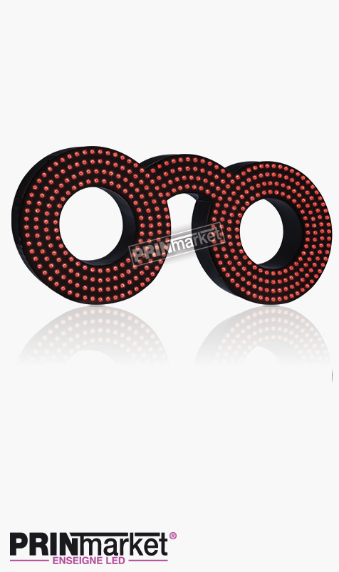Lunettes LED Classic Ronde, Acier Noir, Leds Rouges