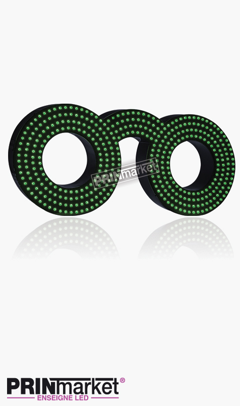 Lunettes LED Classic Ronde, Acier Noir, Leds Vertes