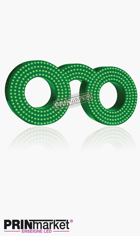 Lunettes LED Classic Ronde, Acier Vert,Leds Vertes